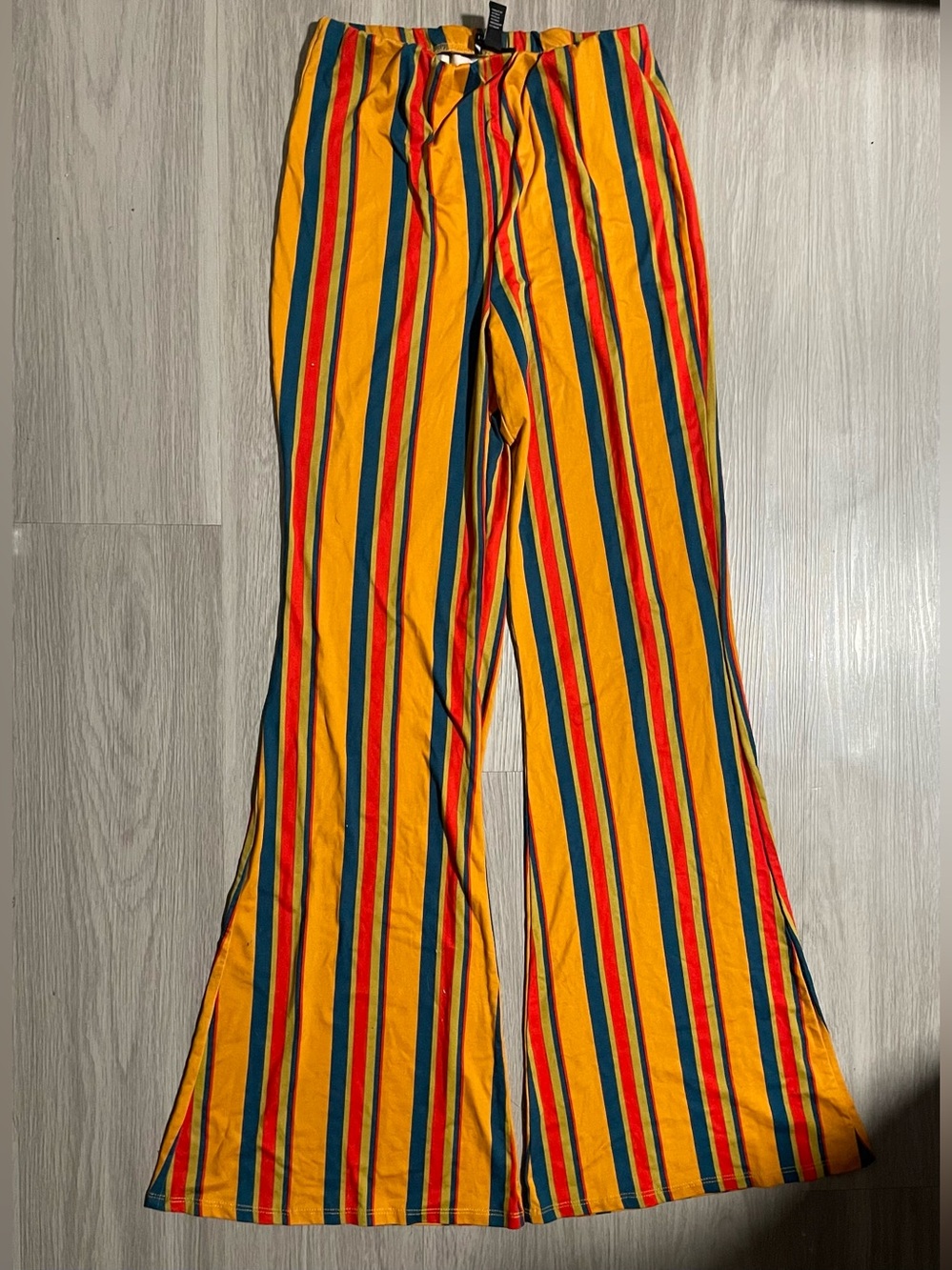 Women’s Yellow Multi-Stripe Flare Pants